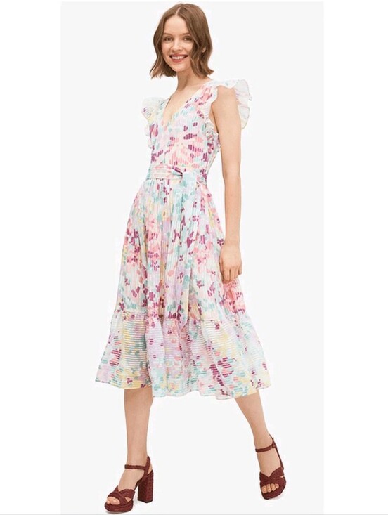 kate spade Dresses & Skirts - Kate Spade Pastel Floral Ruffled Midi Dress SZ 6 New No Tags